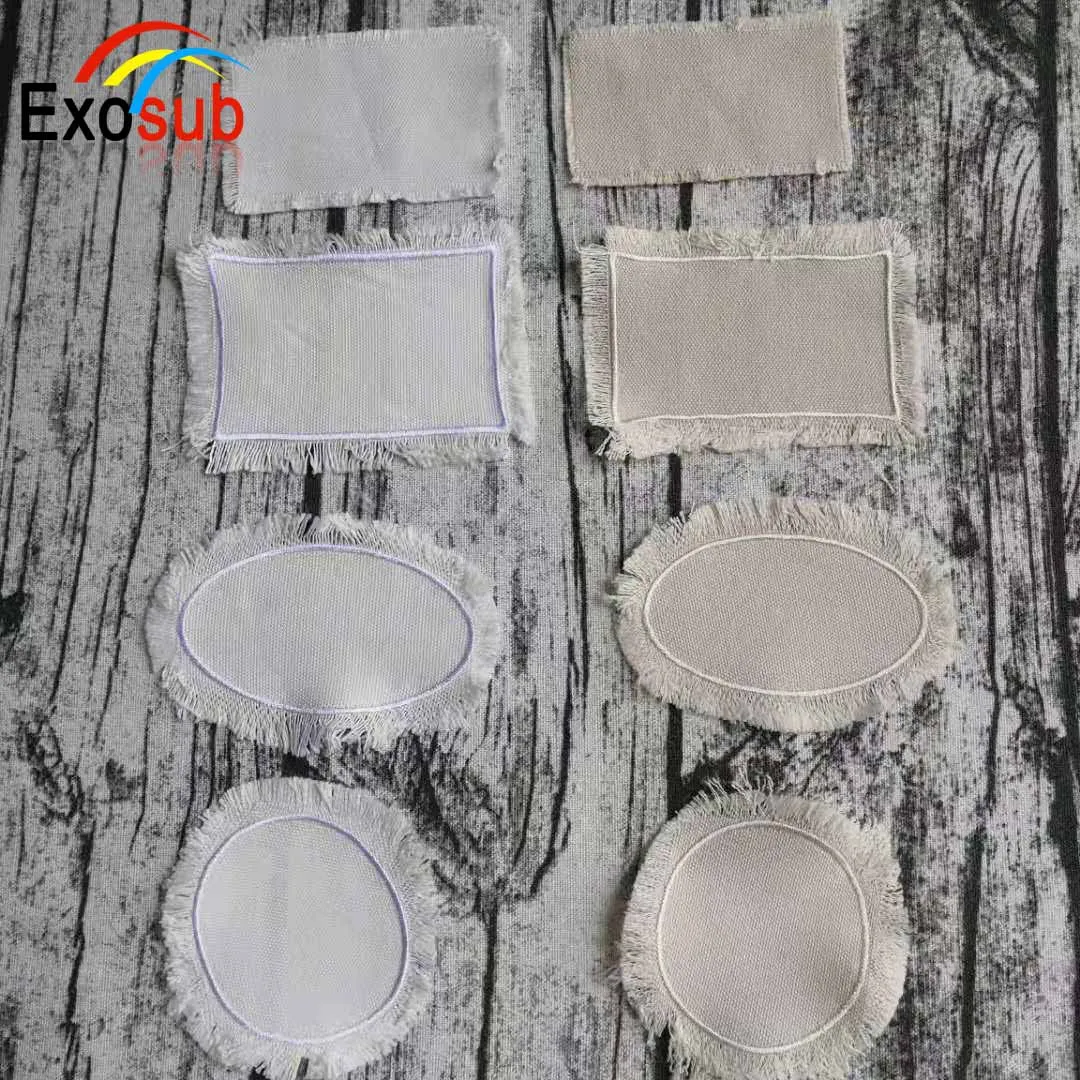 Heat transfer polyester linen patches white plain hat patches for sublimation