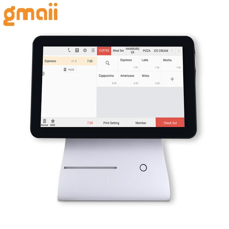 Gmaii 15.6 cash register automatic cash payment registratore di cassa pos terminal system and receipt printer 58mm