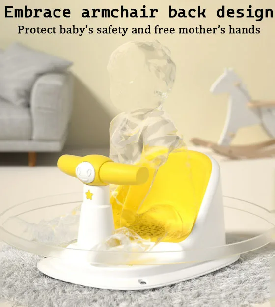 Infant Baby Bathtub Seat 6 to 12 Months Baby Shower Seat Baby Bath Chair with Non-Slip Mat Toys Backrest Suction Cups bath seat