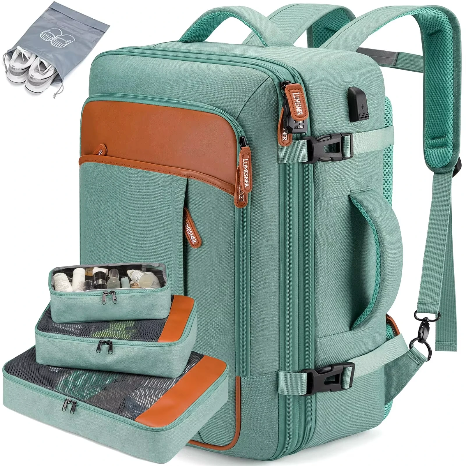Luxury fashion portable smart laptop notebook backpack with USB charging port large capacity travel man back pack bag