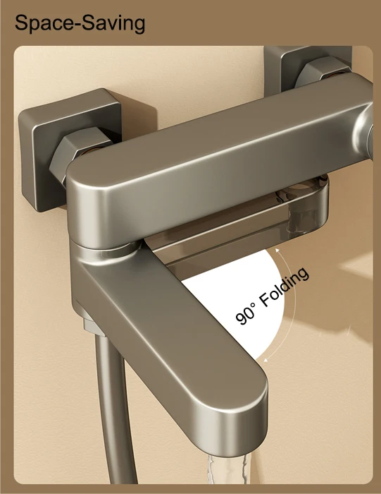 Faucet Wholesales Wall Mounted Brass Gun Grey Bath Faucet Shower Set Hot And Cold Mixer Shower Faucet With Hand Shower System