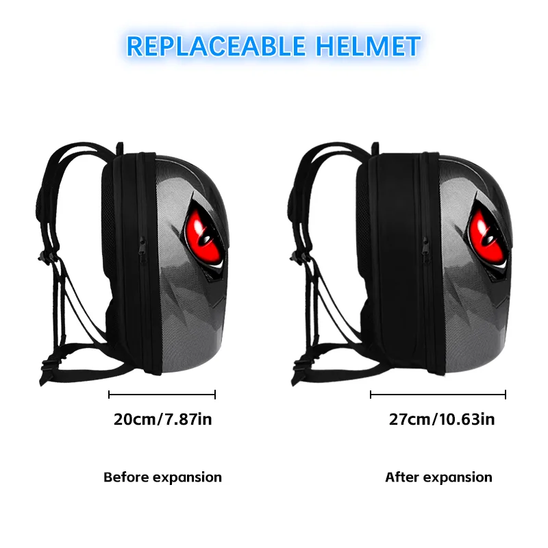 Motorcycle Backpack for Men LED Backpack with Programmable Screen Hard Shell Large Capacity Waterproof Helmet Laptop Backpack