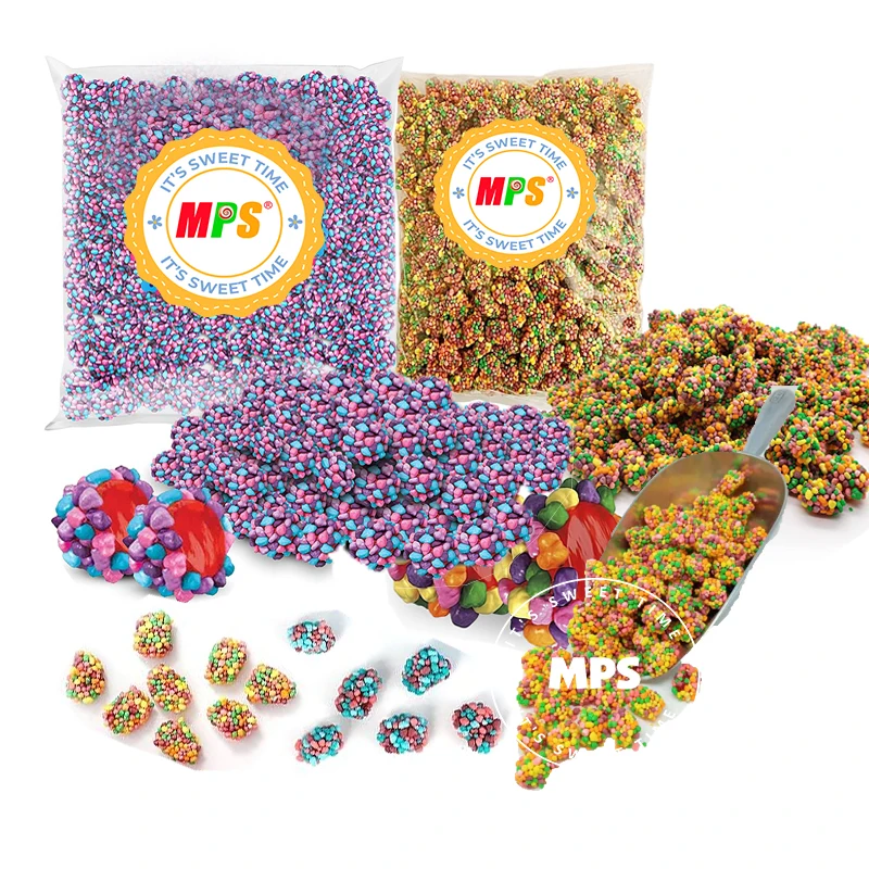 Newest Halal Sour Flavour Gummy Clusters Bulk Supplies of Fruit Taste Soft Chewy Drop-Shaped Sour Candy