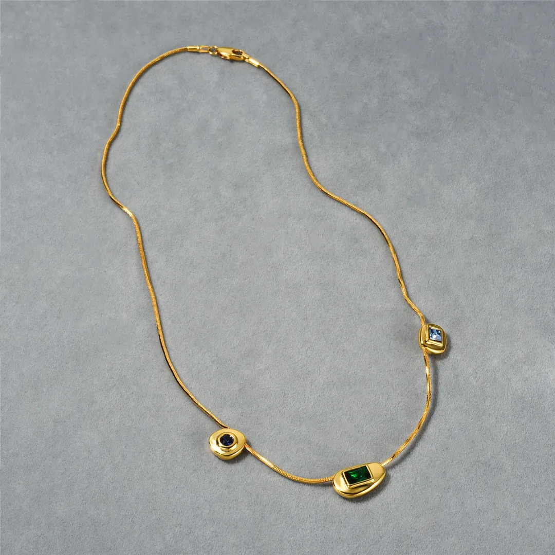 Vintage French Crystal Necklace French Personality Snake Necklace Light Luxury Irregular Geometrical Gems Choker Necklace