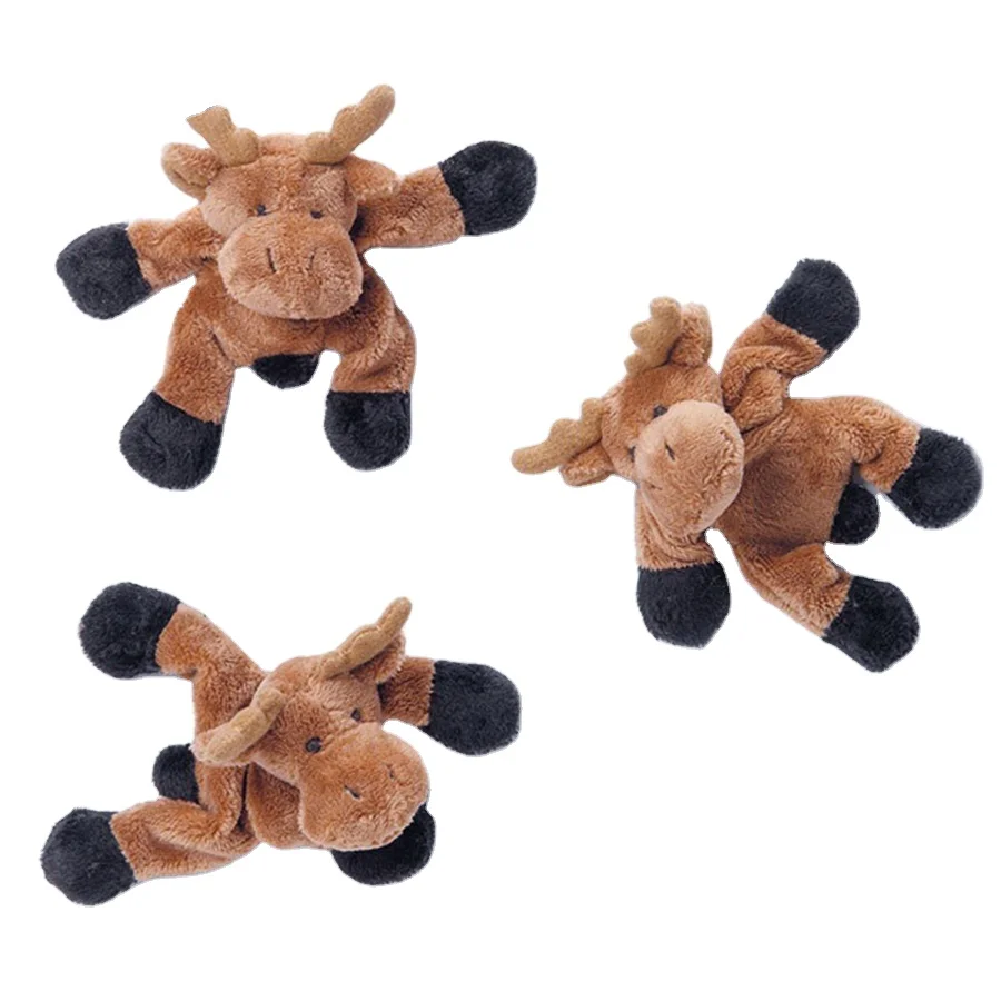 D439 Animal Fridge Wholesale ODM OEM Directly Magnets Soft Stuffed Moose Plush Toy Fridge Magnets