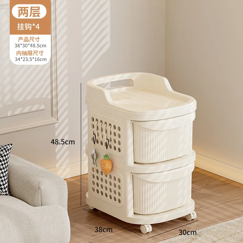 XJH Plastic Trolley Snack & Toy Storage Rack Baby Supplies Layered Drawer Storage Cabinet for Living Room Use as Holder