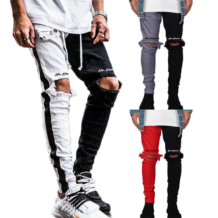 
Custom Men Jeans Slim Denim Distressed Skinny Jeans 