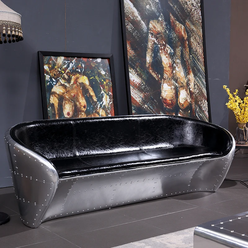 Retro Aviator Leather Sofa Living Room Home Furniture 3 Seat Sofas