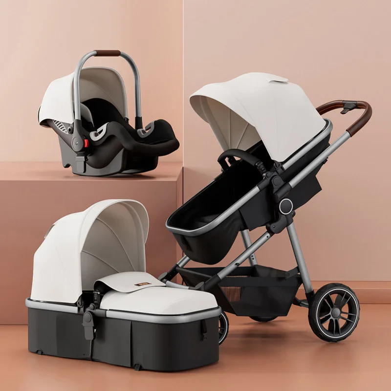 Multi-functional baby stroller high landscape light can sit and lie foldable shock-absorbing two-way newborn child basket stroll