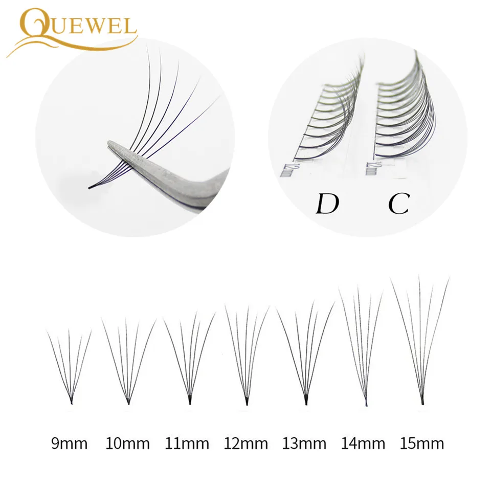 Premade Eyelash Extension Fans Private Label Customize Mink Lashes Quewel 5D 0.07 Volume Eyelash Extension