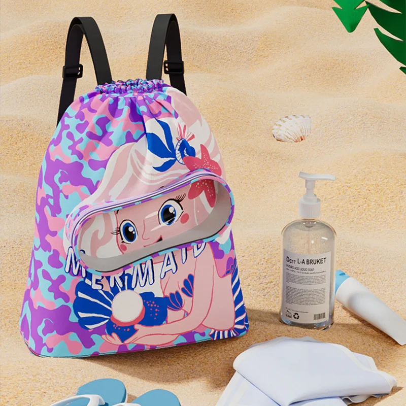 Wholesale waterproof Swimming sports backpack beach gym bag pocket Drawstring backpack