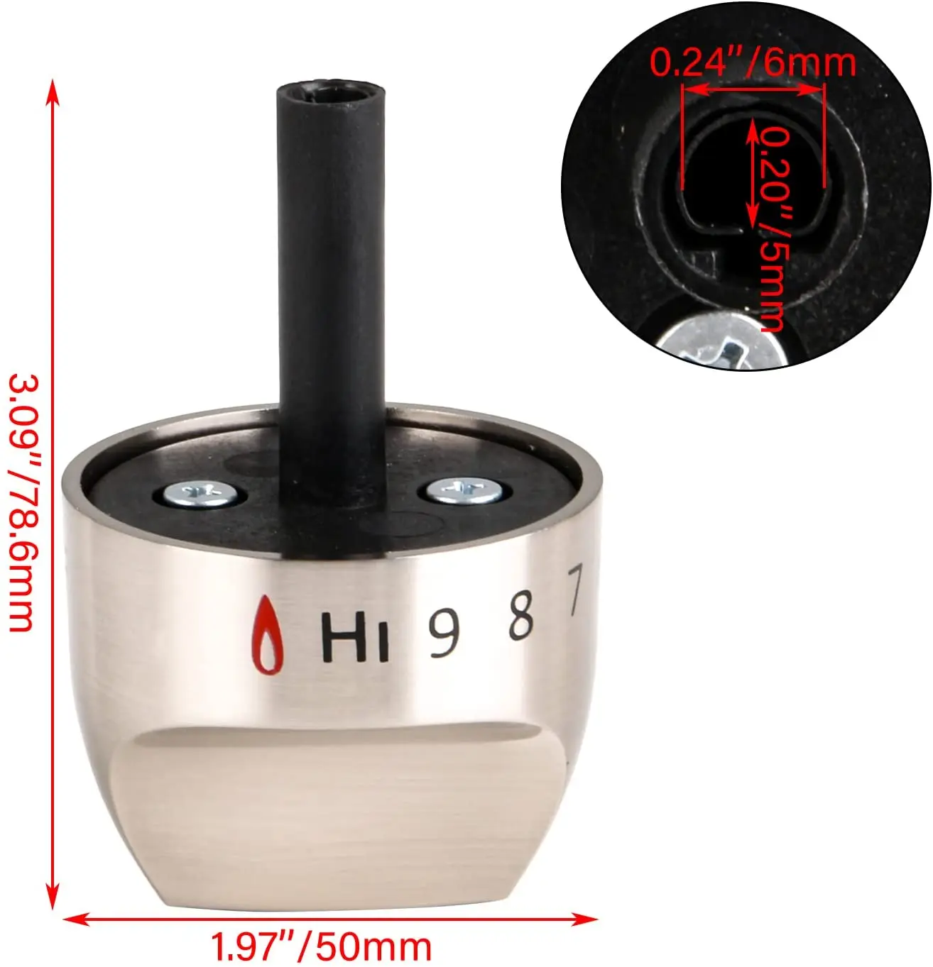 5CM/2inch Dia D Shape Shaft Cooker Top Burner Control Knob WB03K10265