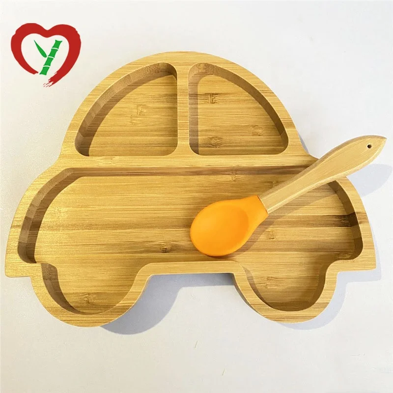 New Design Kids Feeding Plate Set Square Bamboo Baby Food Divider Plate