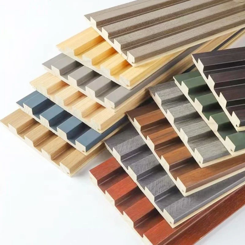 Solid wood fluted panel invisible door TV background wall one living room hidden door Flat open bedroom door