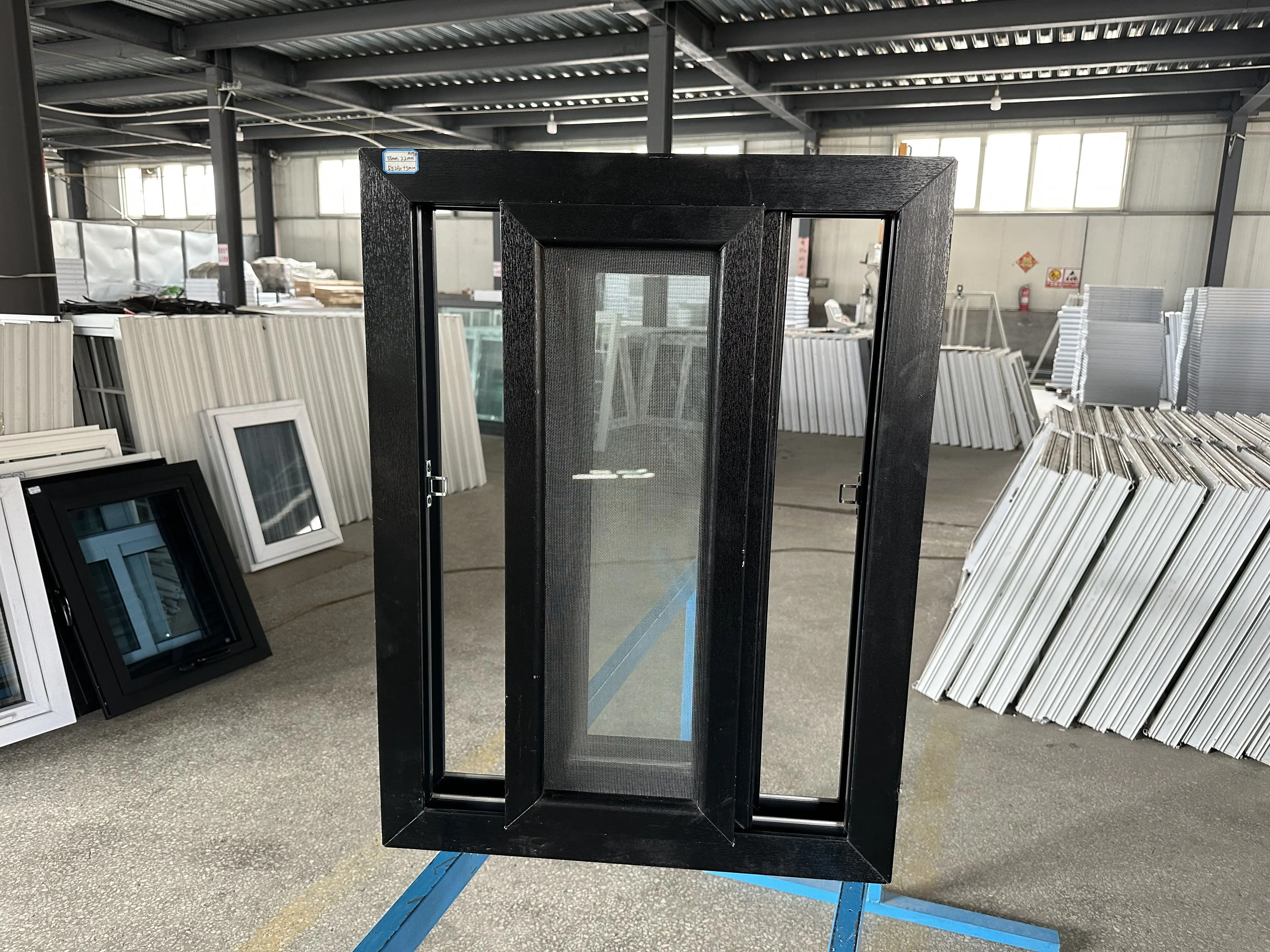 Soundproof Vertical Accordion Florida miami hurricane approved windows black UPVC sliding window