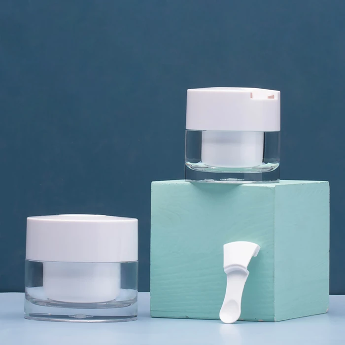 Acrylic Cream Jars Refillable Cream Jar with Spoon Body Butter Jar Plastic Cosmetic PMMA Silk Screen Printing Hot Stamping