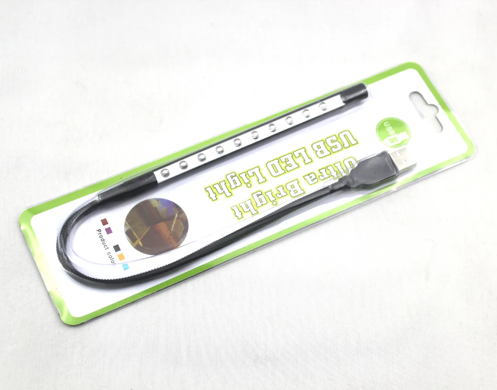 
promotional 10 led light goose neck customized usb led light Best selling computer 5V led light colorful flexible USB led light 