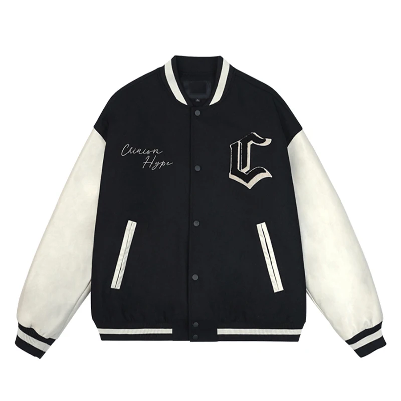 Fashion Custom Varsity Jacket Leather Sleeves Chenille Contrast Softshell Jacket Embroidery Baseball Jacket