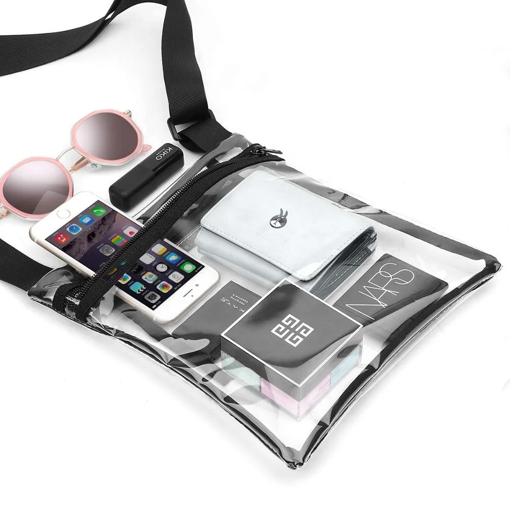 Clear Cross Body Purse Clear PVC Tote Bag With Inner Pocket And Adjustable Strap For NFL Stadium