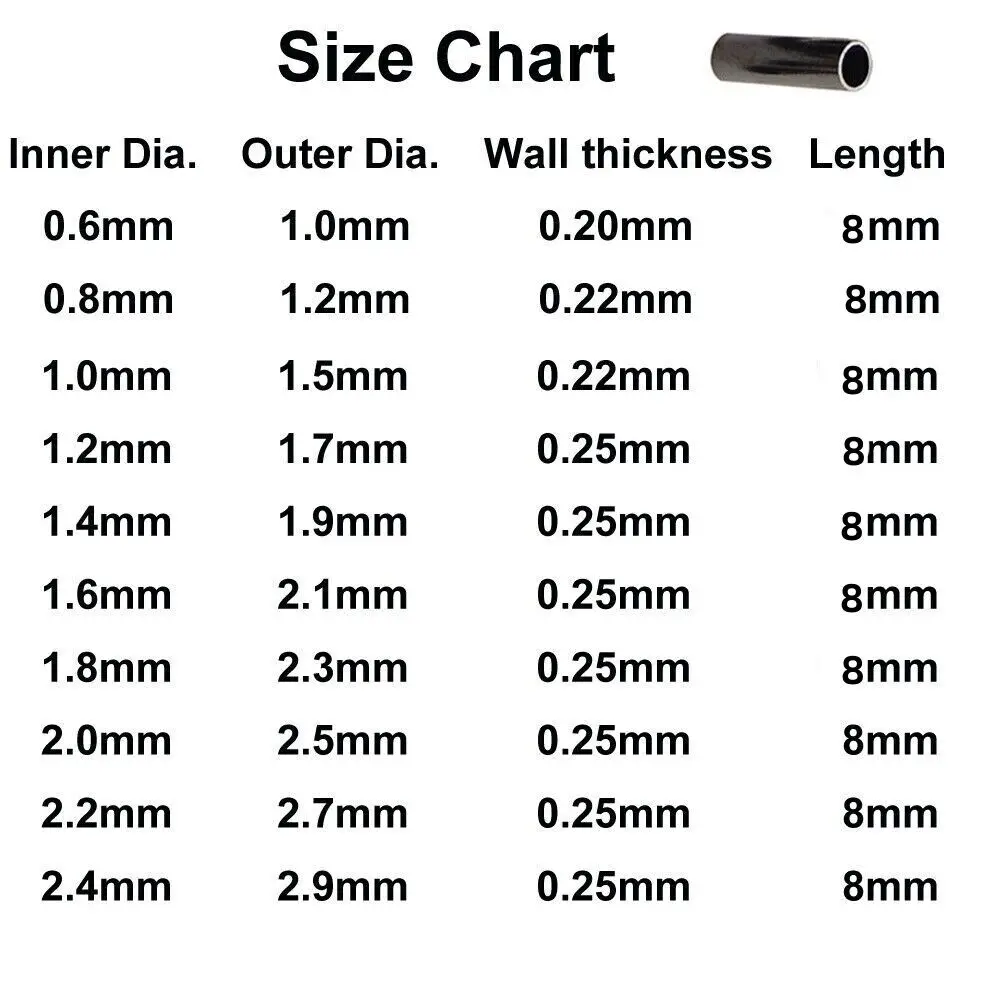 DORISEA Single Barrel Fishing Crimp Sleeves Copper Tube Connector Tool Size 0.6-3.0mm