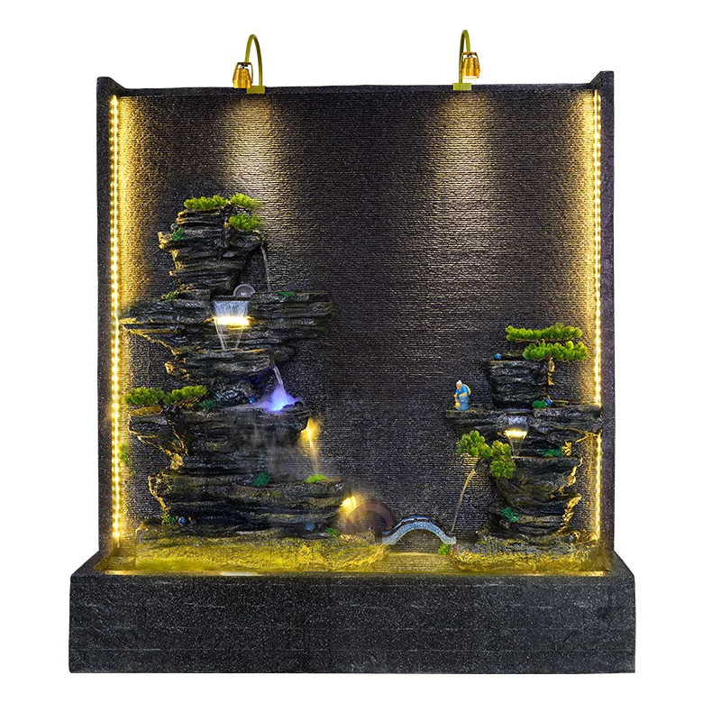 
Best Price Superior Quality Indoor Home Office Water Curtain Wall Fountain Resin Crafts 