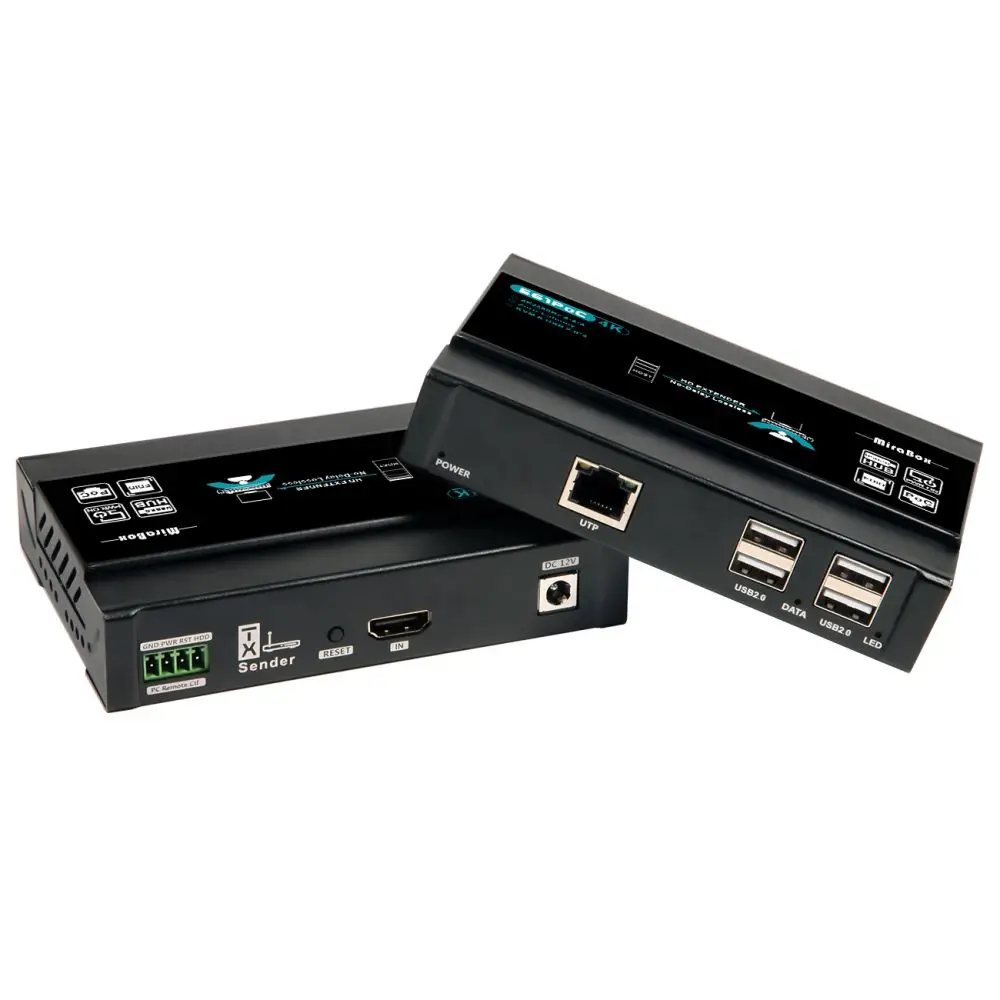 Hotel Media Hub Hotel Room Solution Fully Featured 4K@60Hz 4:4:4 FHD USB2.0 KVM Extender with USB2.0 *4 60m FHD USB Extender