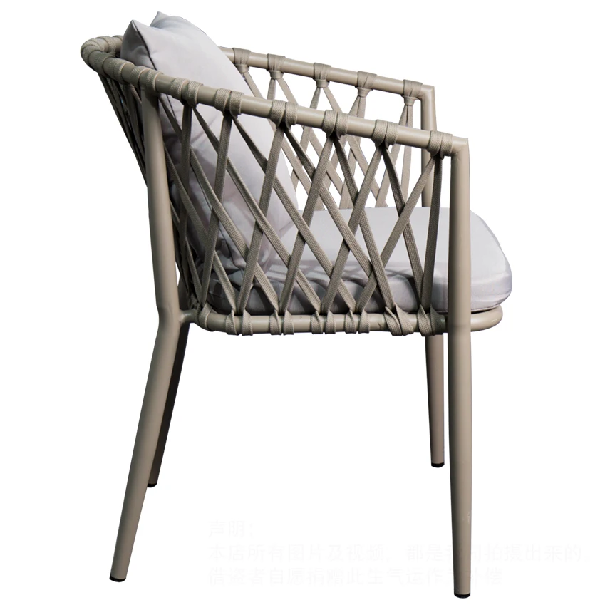 New style modern aluminum fame outdoor dining chair with cushion for garden courtyard restaurant