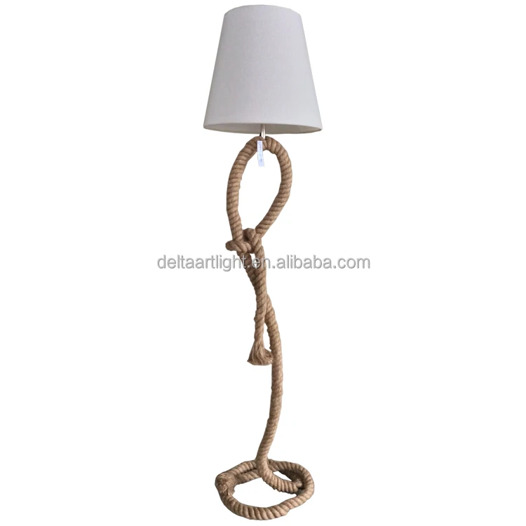 Rustic vintage retro style fabric shade rope body large table lamp with E27 lamp holder home decor