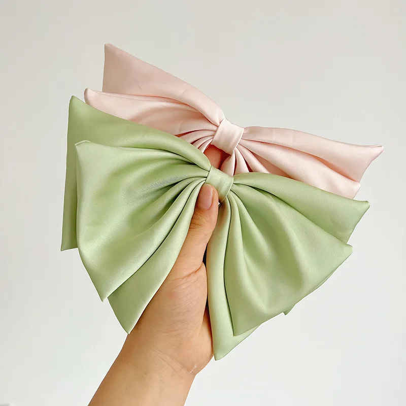 New Oversized Ladies Hair Clips Satin Big Bows Hair Clips Wholesale