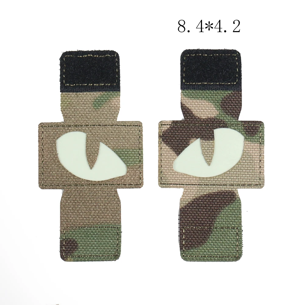 Embroidered cat eye tactical patches Reflective Velcro patches glow in dark patch