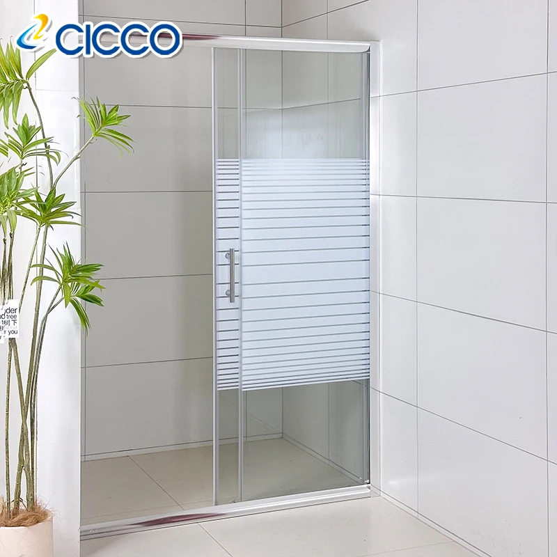 Push Open 6mm Sliding Tempered Shower Glass Door Chrome Frame Walk In Shower Door  for Bathroom