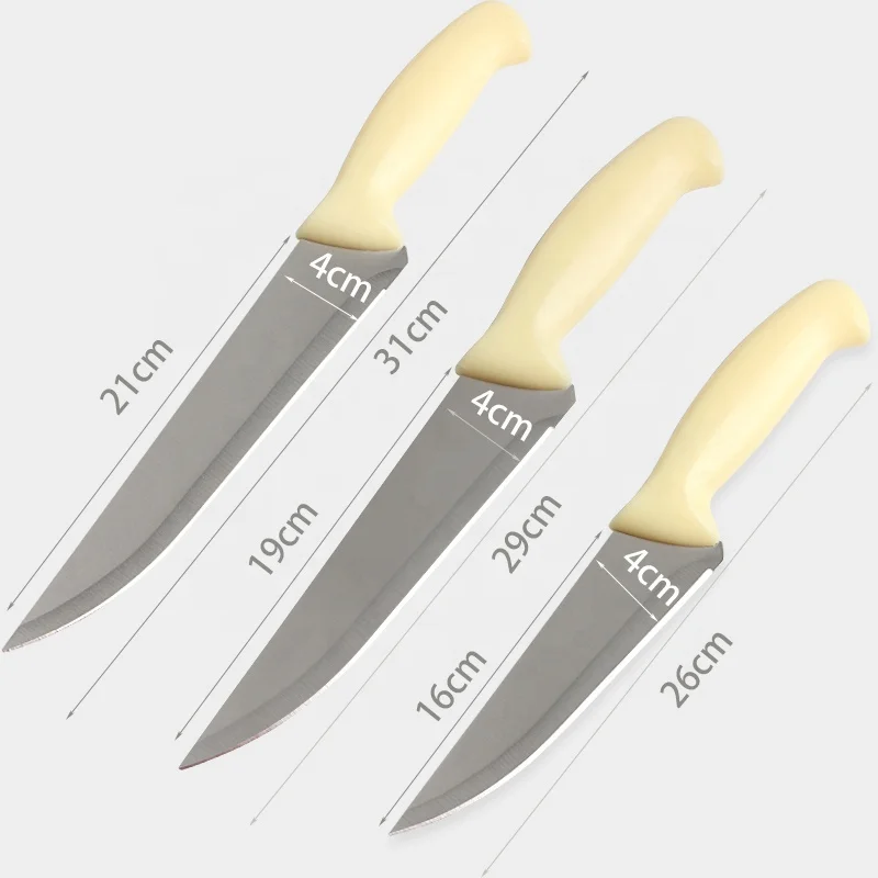 Variety of specification carved flaying stainless steel kitchen butcher knife with pp handle