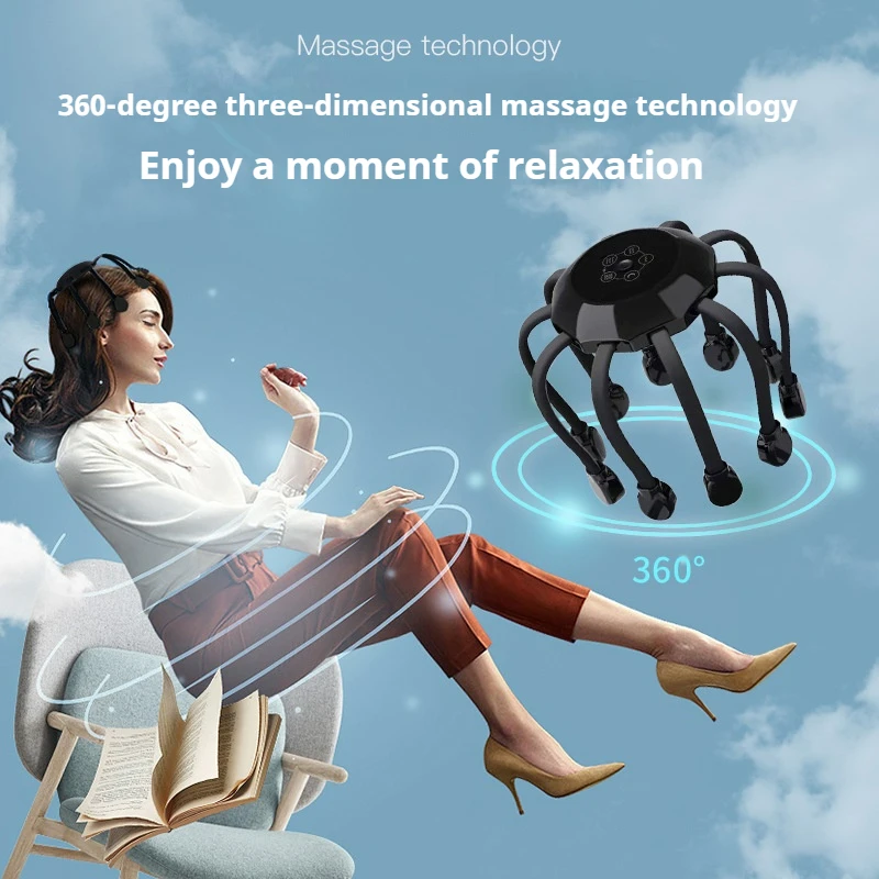 Phenitech Electric Scalp Massager Head Scratcher 10 Soft Silicone Touches Vibrating Head Massager