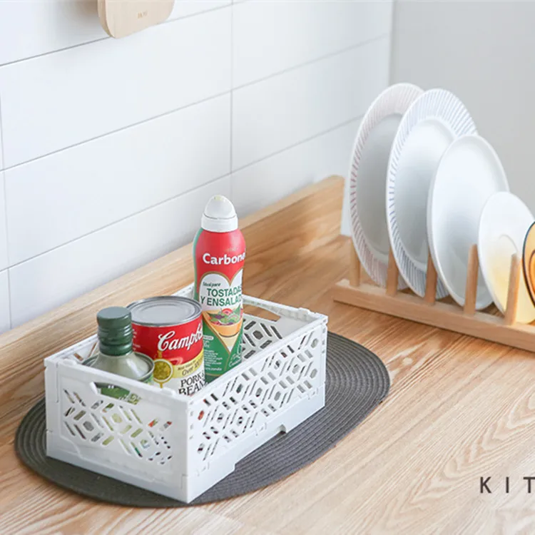 Folding Plastic Storage Box for Clothes Cosmetic Toy  Office desktop plastic folding storage box basket