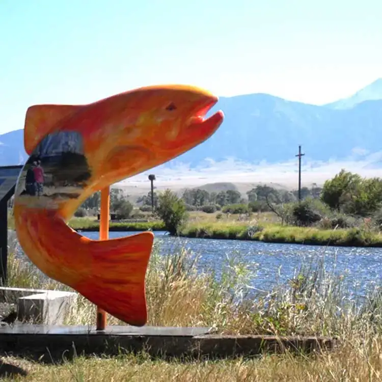 Factory Wholesale Party Hand Made Life Size Animals Fiberglass Fish Sculpture for Garden Decoration