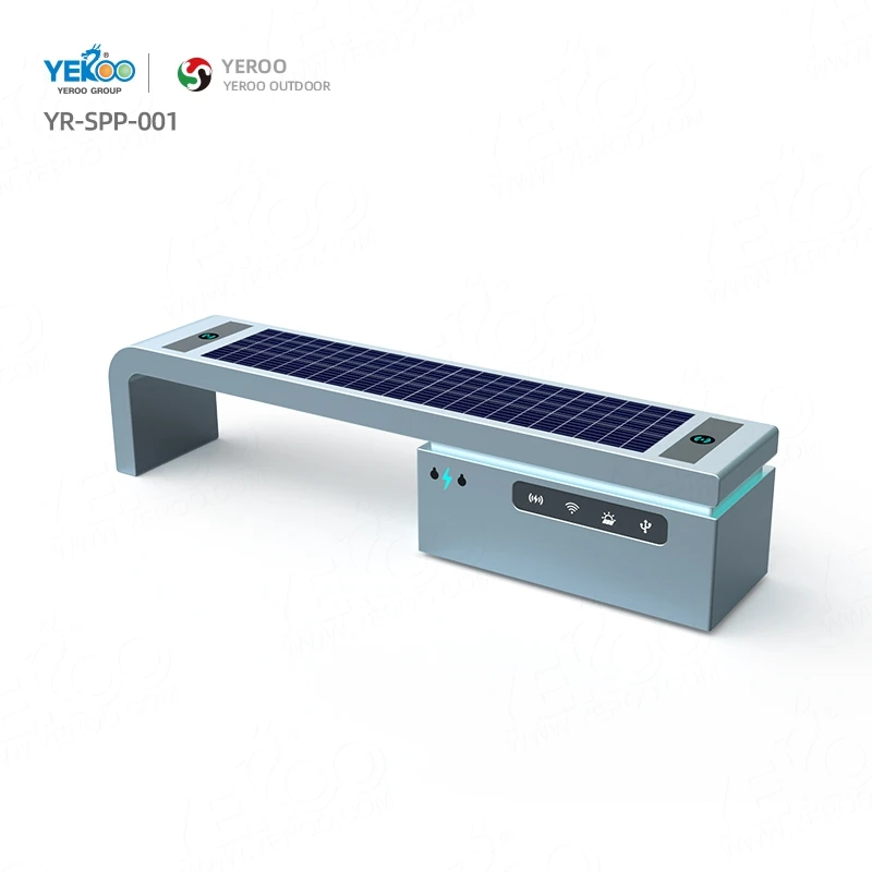 Park Garden Galvanized Steel Smart Bench with Solar Panel