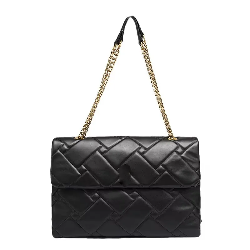 ODM Custom Logo Purse Quilted Chain Flap Shoulder Bag Tote Genuine Leather Handbag 2024 Luxury Women Quality chic Big Work Bag