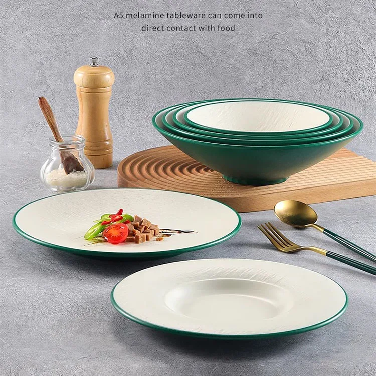 Wholesale unbreakable melamine marble design dinner dishes plates food grade dinnerware sets melamine steak plates