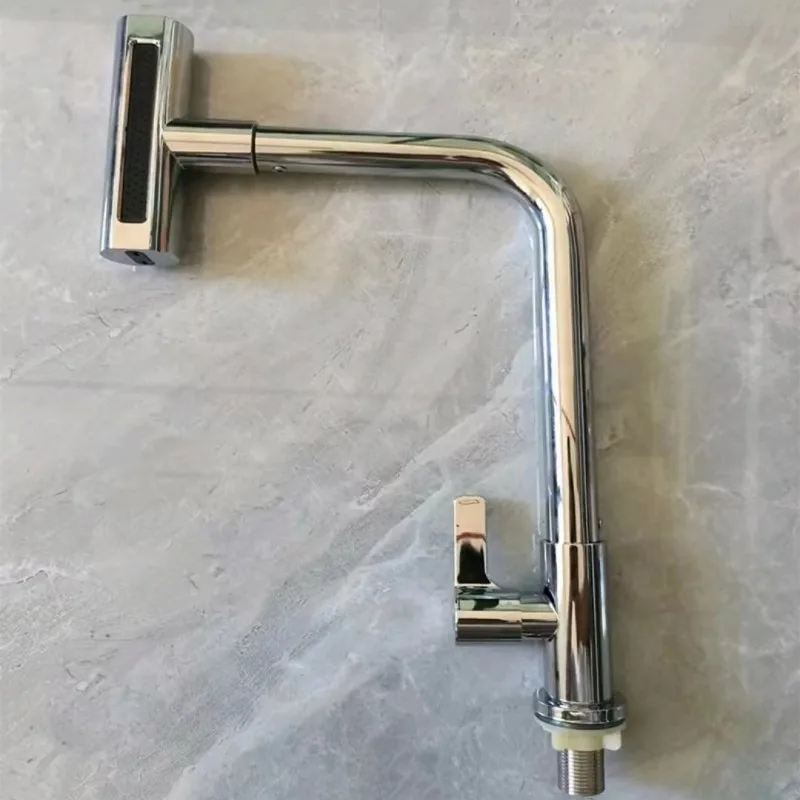 Contemporary Kitchen Faucet Ceramic Valve Core Cold Hot Water Rotary Sink Deck Single Hole Vegetable Washing Basin Four Modes