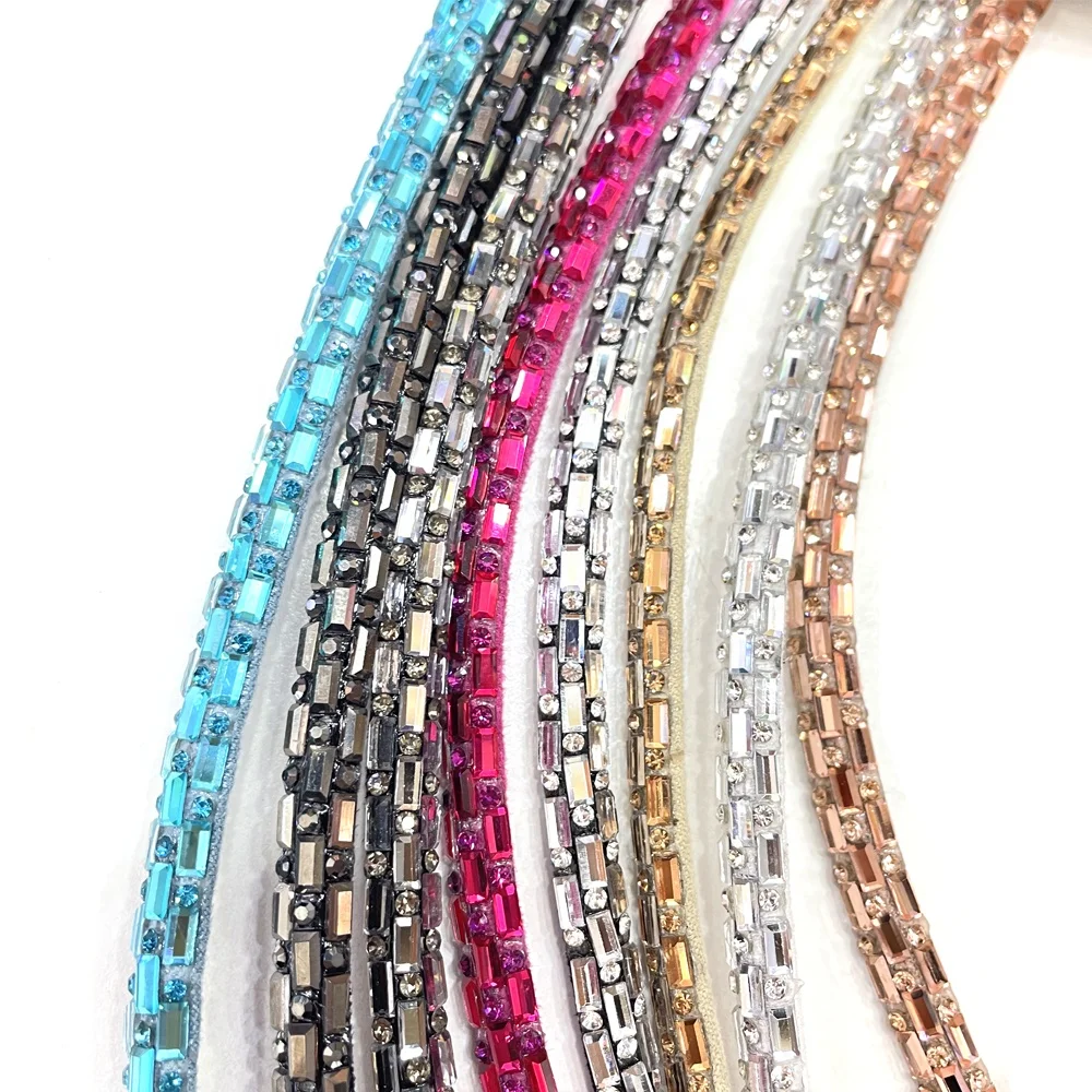 R021 Wholesale Bling Glass Rhinestone Strips Shoes Decoration Crystal Cord Tube Rope