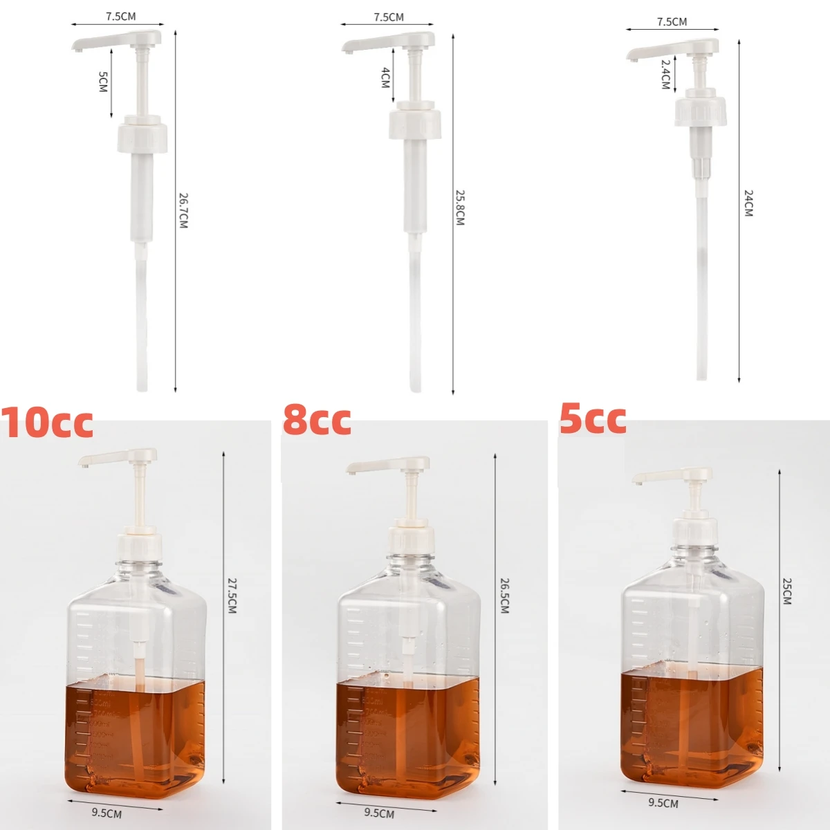 10cc 8cc 5cc 1600ml Syrup bottle pump sauce pump food grade plastic syrup dispenser pump