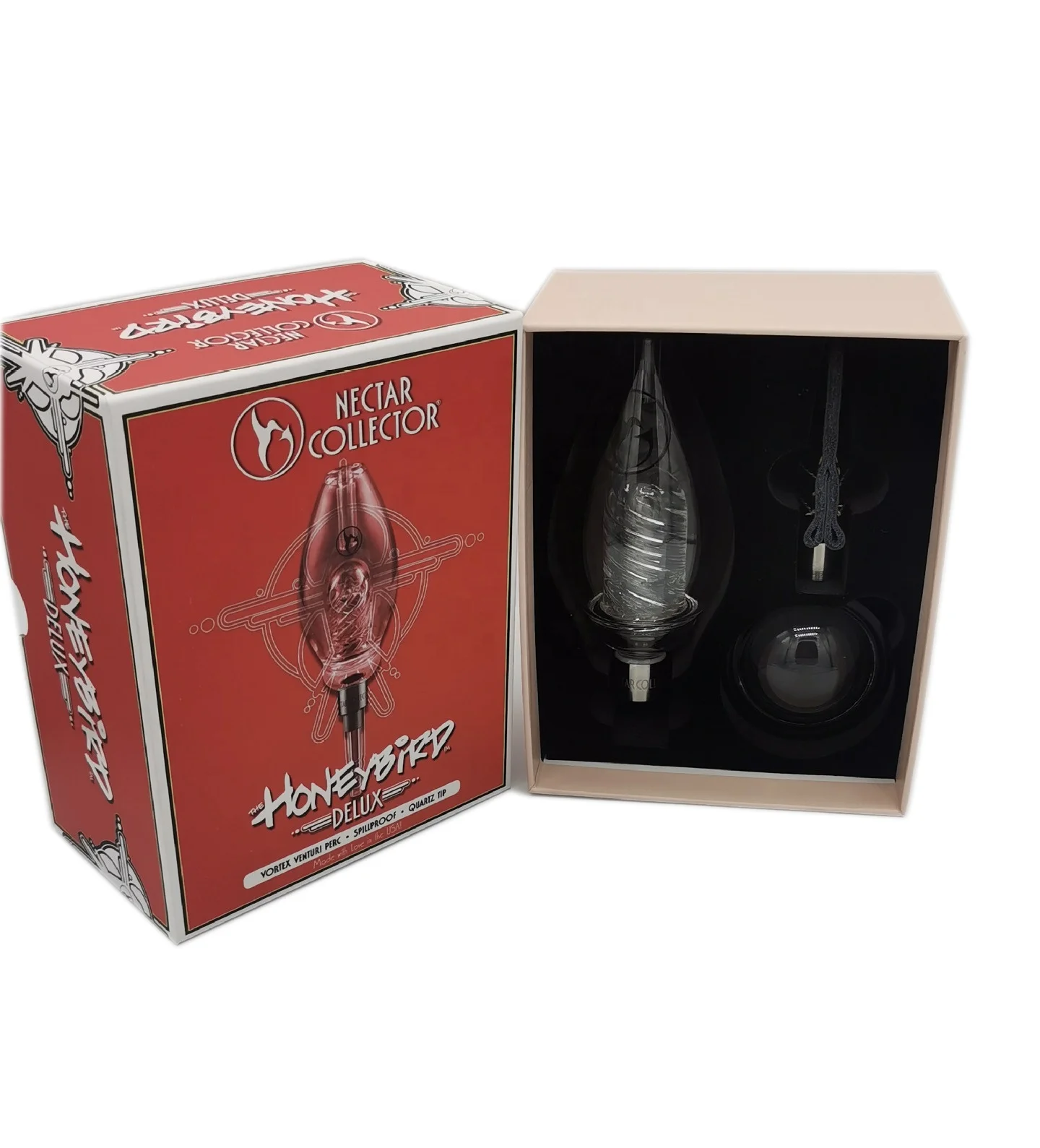 
New Honey bird Smoking Kit Dry Herb Vaporizer Glass Water Pipe Herb Weed Tobacco Smoking Set Nectar Collectors with Gift Box 