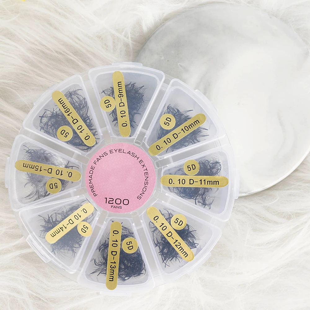 Quewel  hand made diy soft natural loose premade fans lash supplies round box for pointy base promade volume fans lashes