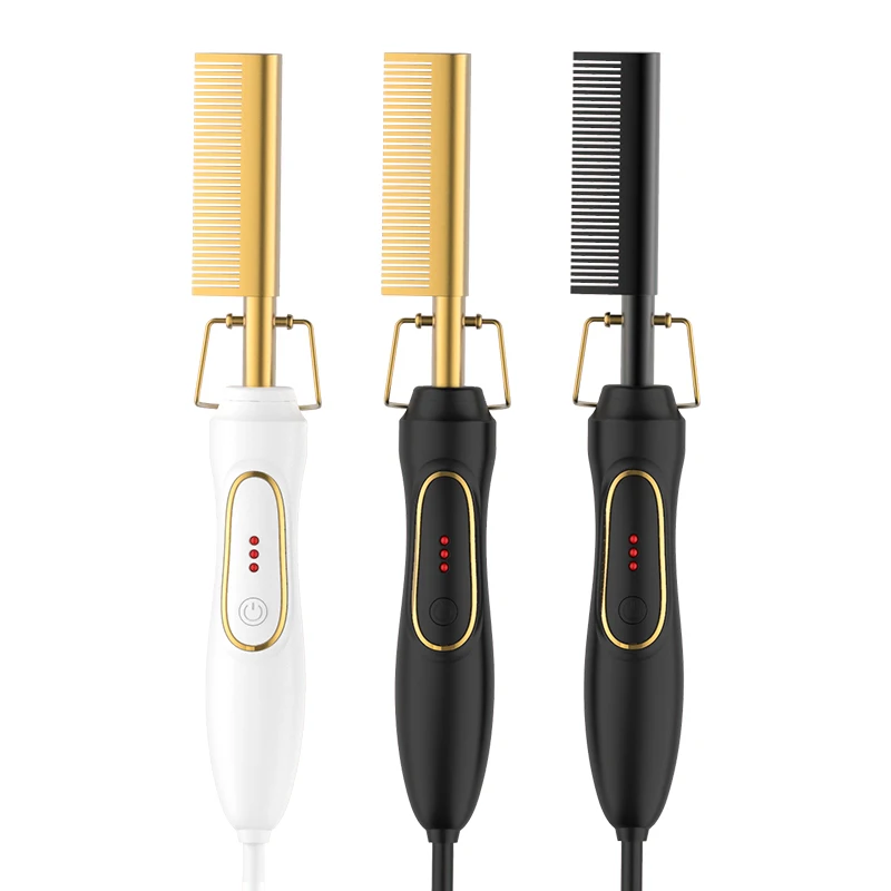 Расческа керамическая для выпрямления и нагревания волос безопасный портативный утюжок завивки плоская щетка с подогревом электрический выпрямитель