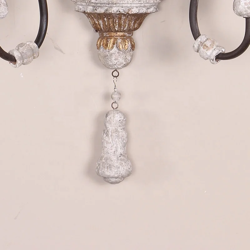 New design decorative wooden wall light indoor antique iron wall lamp