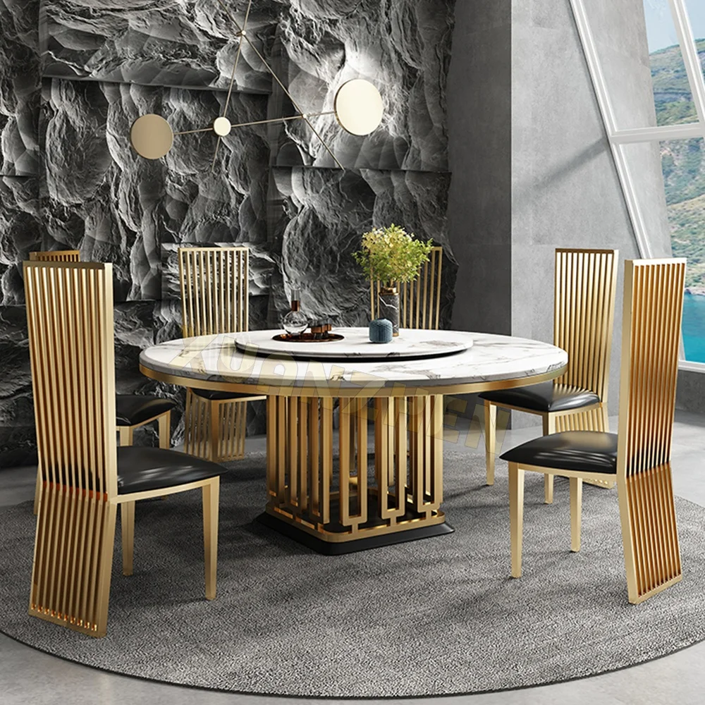 Dining room furniture new design restaurant dinning table round dining table set hotel black marble dining tables