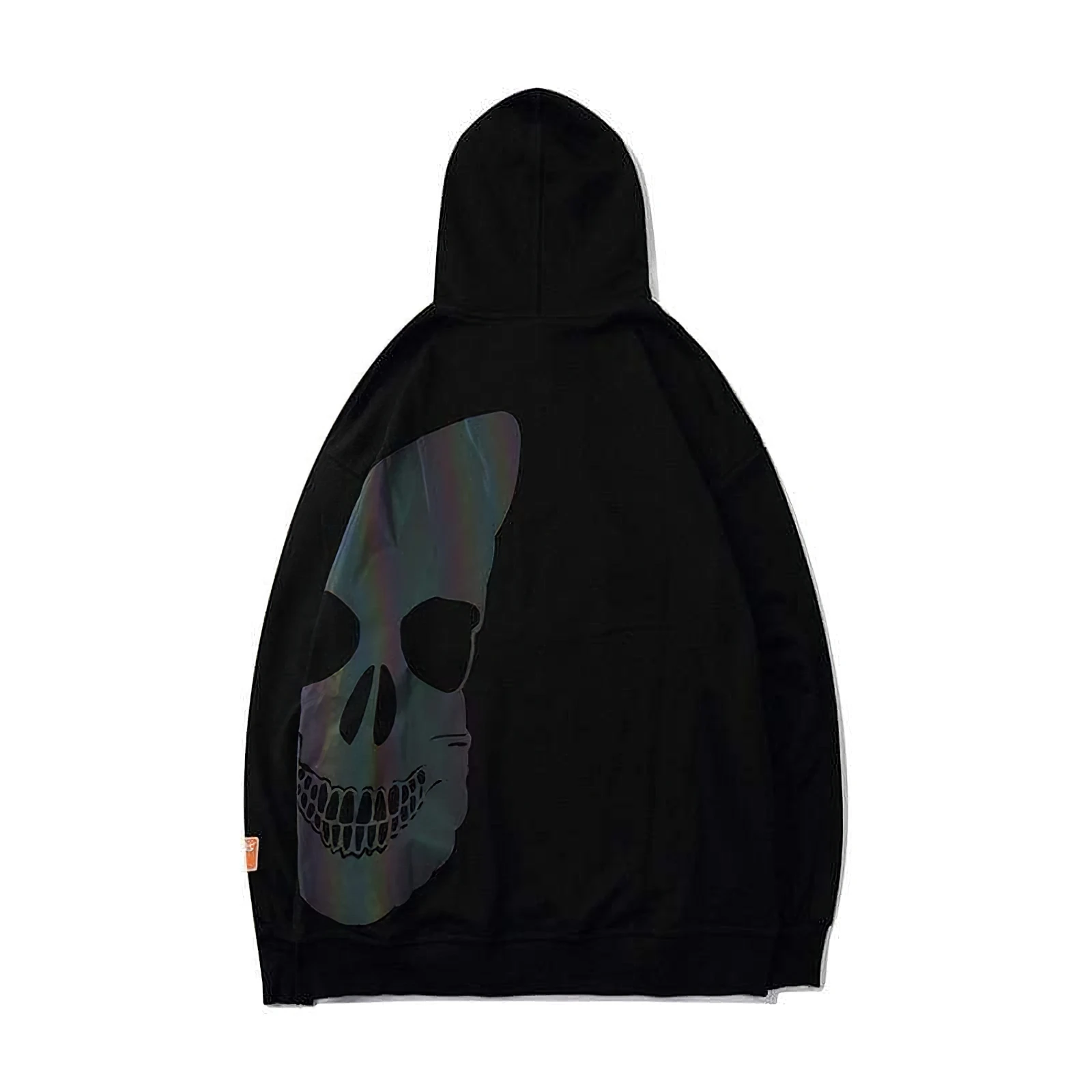 Черная и розовая толстовка с принтом черепа на заказ, повседневная мужская одежда с логотипом на заказ, уличный пуловер в стиле хип-хоп, светоотражающая Толстовка для мужчин