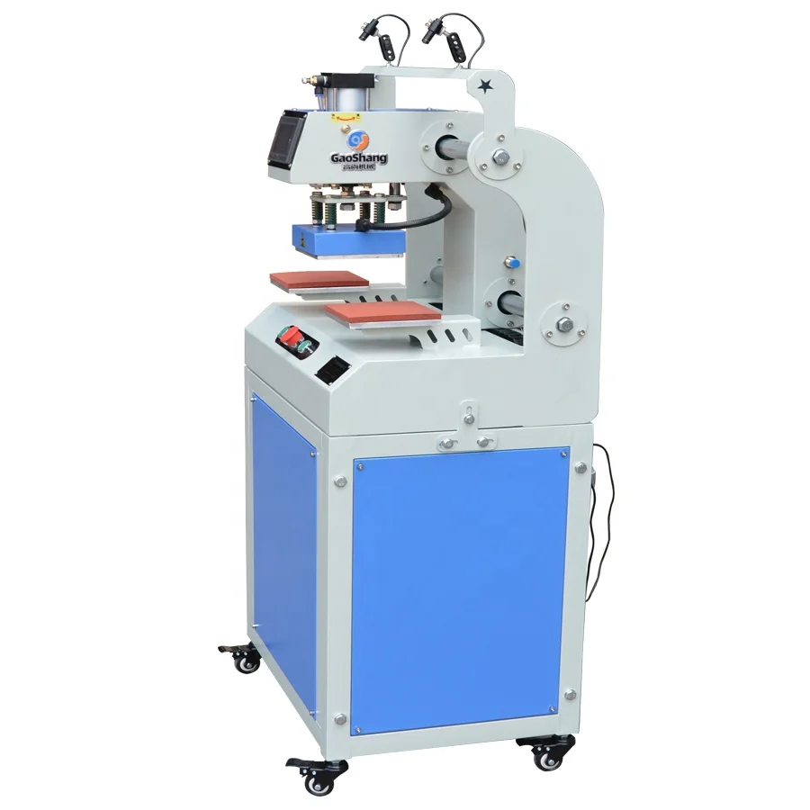 Factory price Automatic pneumatic PLC system 15*15 digital printing double station label heat press machine for t shirt leather