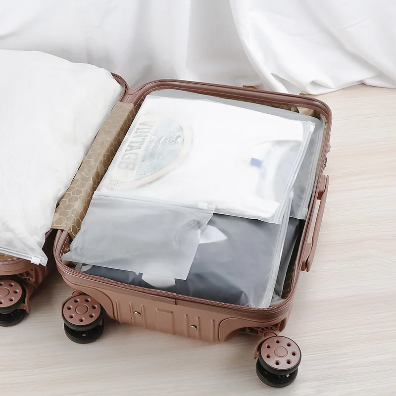 Custom Printed Logo Clear Clothing Zipper Bags Clothing Transparent Zipper Bag Plastic Apparel Zip Slider Ldpe Bag With Logo