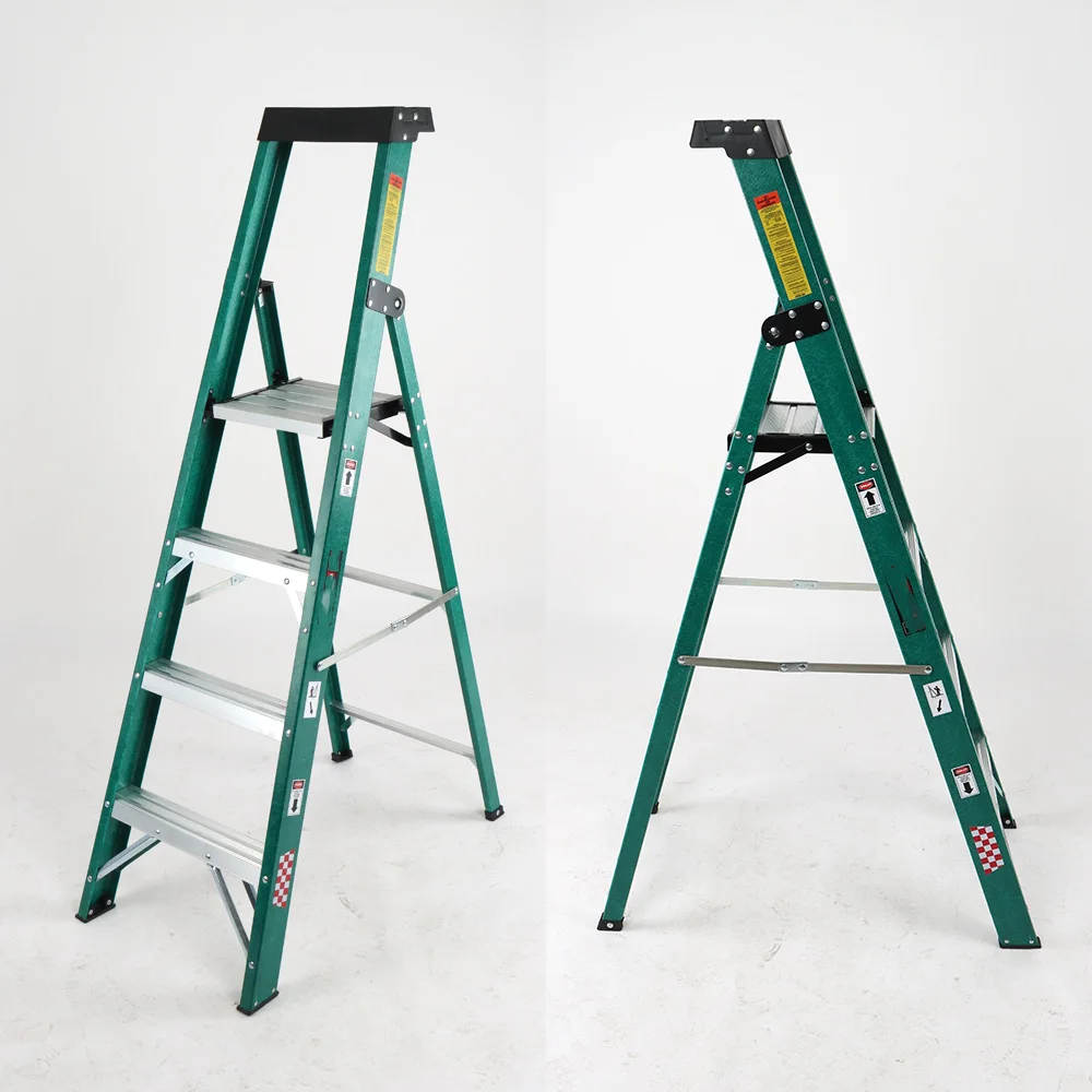 ANSI approved heavy duty industrial ladder 4-8 step aluminum step FRP ladder fiberglass folding step ladder for outdoor using